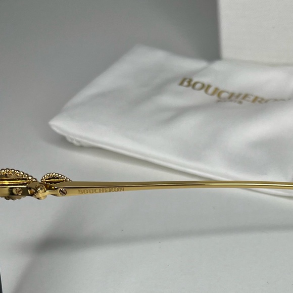 Boucheron NWT Embellished Cat Eye Sunglasses BC0140S 001 Black/Gold - Picture 10 of 12